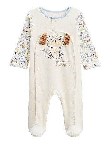 Pyjama bébé en velours ouverture pont Zeste d'amour