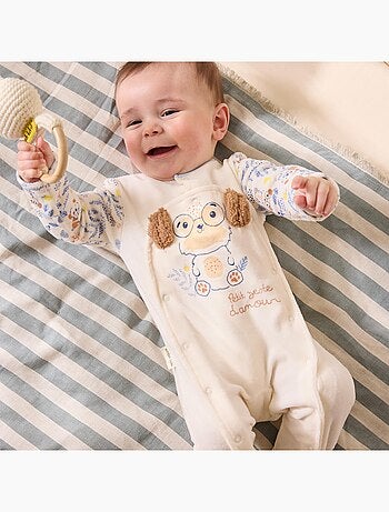 Pyjama bébé en velours ouverture pont Zeste d'amour