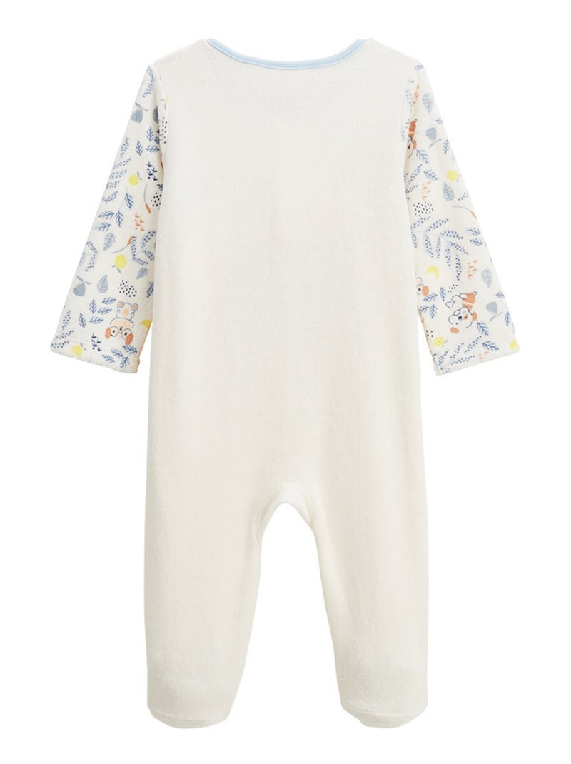 Pyjama bébé en velours ouverture pont Zeste d'amour Ecru - Kiabi