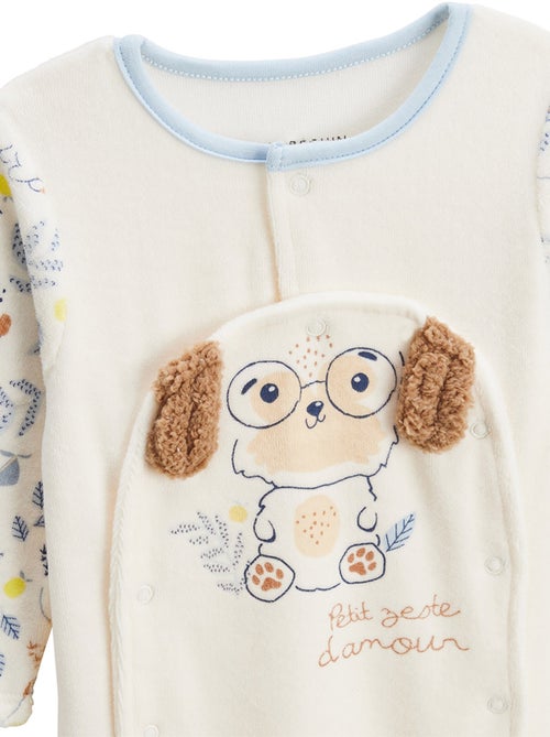 Pyjama bébé en velours ouverture pont Zeste d'amour - Kiabi