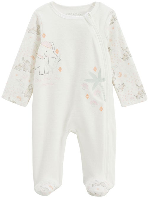 Pyjama bébé en velours ouverture zippée Badian - Kiabi