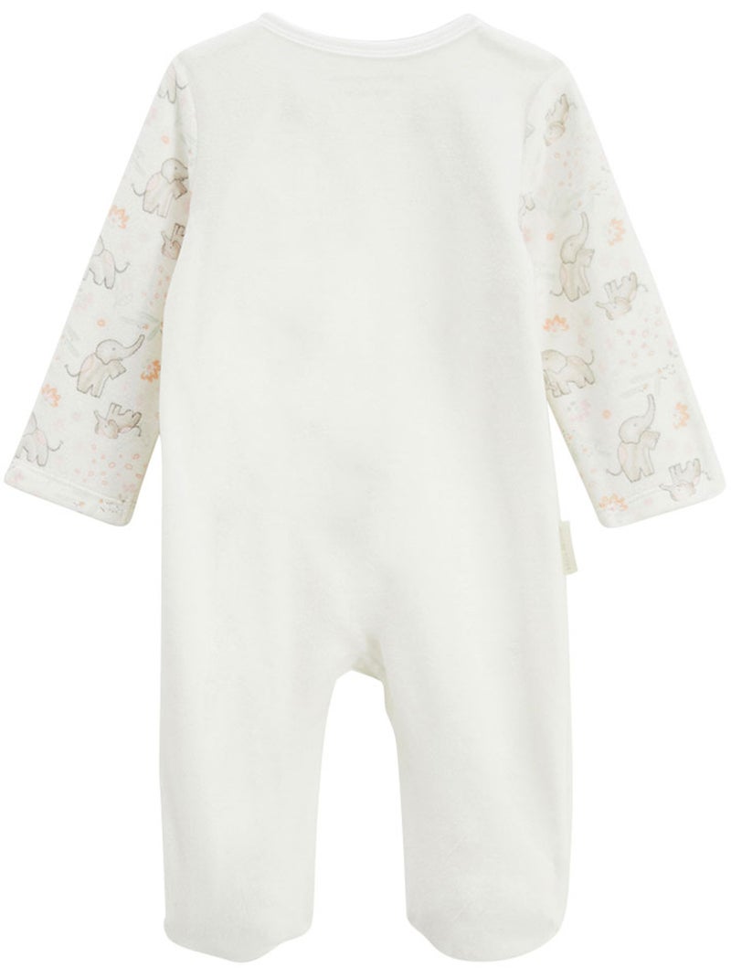 Pyjama bébé en velours ouverture zippée Badian Ecru - Kiabi