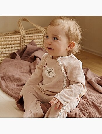 Pyjama bébé en velours ouverture zippée doucette