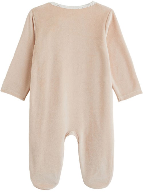 Pyjama bébé en velours ouverture zippée doucette - Kiabi