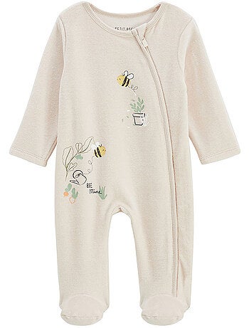 Pyjama bébé en velours ouverture zippée Eden