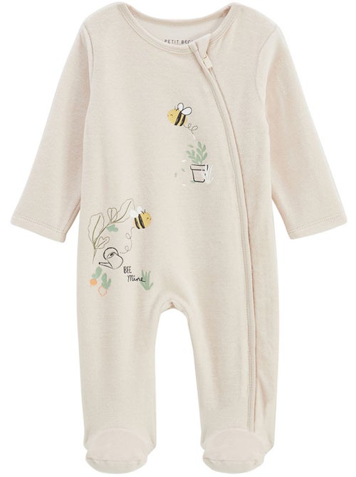 Pyjama bébé en velours ouverture zippée Eden - Kiabi