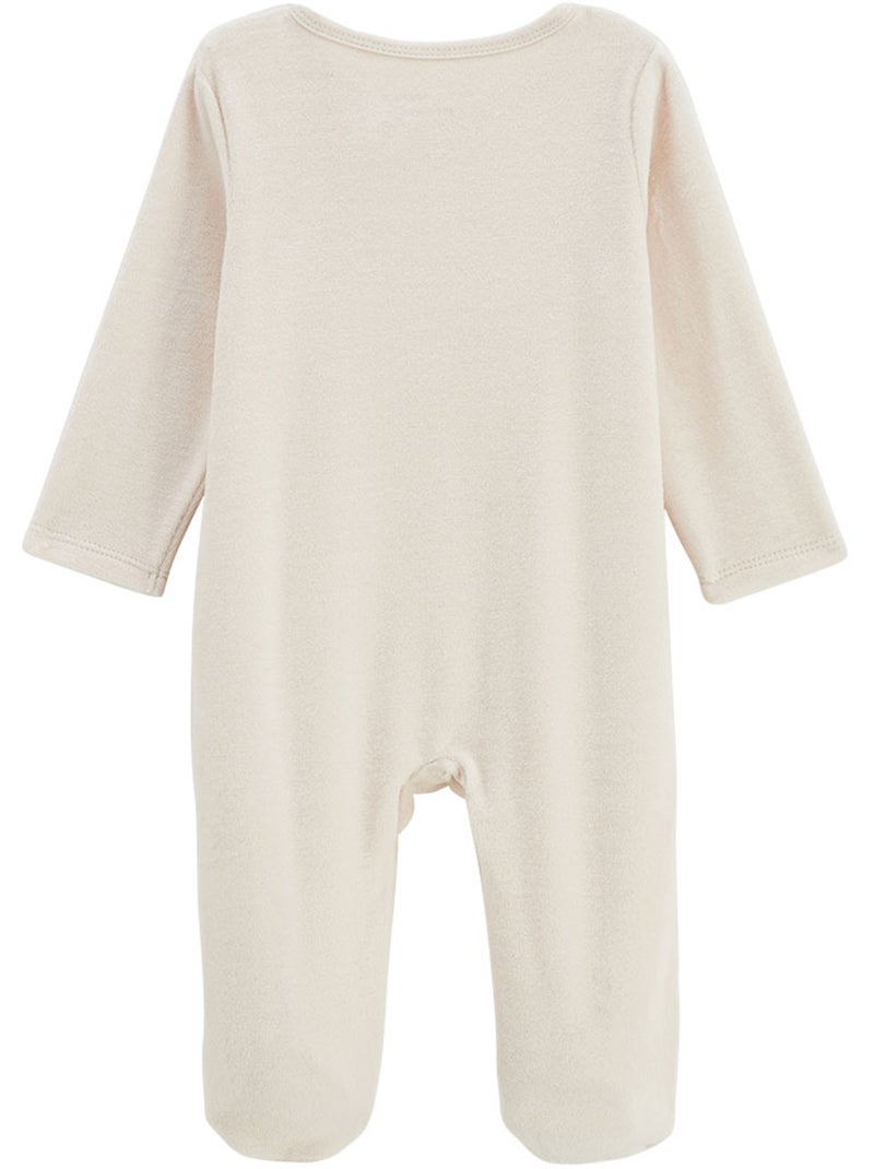 Pyjama bébé en velours ouverture zippée Eden Beige - Kiabi