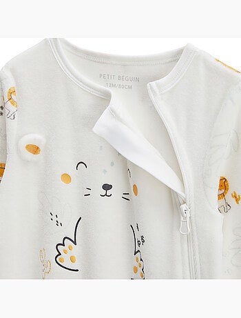 Pyjama bébé en velours ouverture zippée Elio