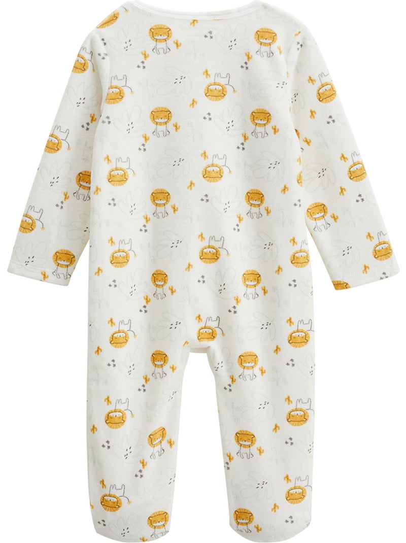 Pyjama bébé en velours ouverture zippée Elio Ecru - Kiabi