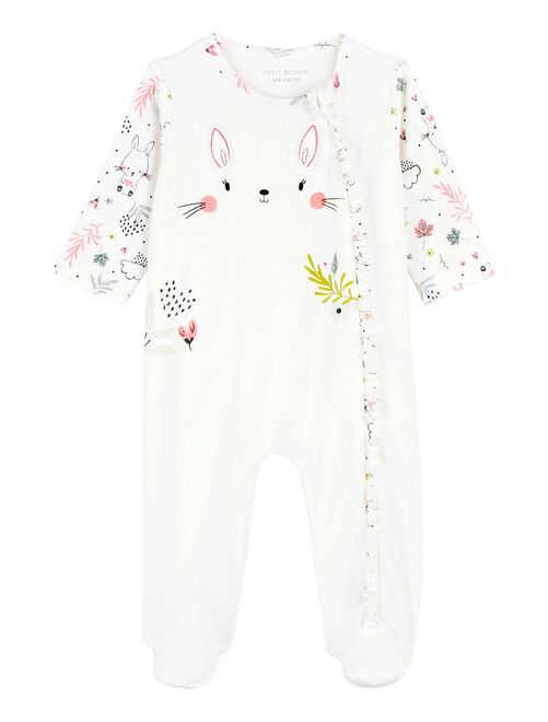 Pyjama bébé en velours ouverture zippée Happy Bunny - Kiabi