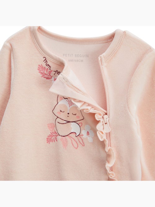 Pyjama bébé en velours ouverture zippée Louison - Kiabi