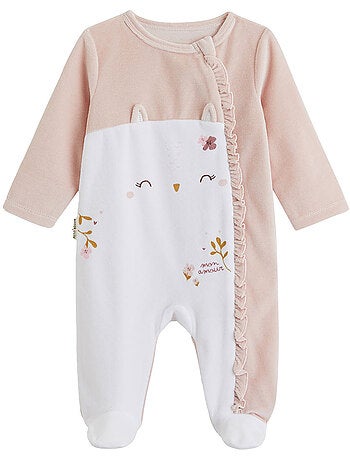 Pyjama bébé en velours ouverture zippée miette