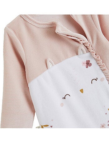 Pyjama bébé en velours ouverture zippée miette