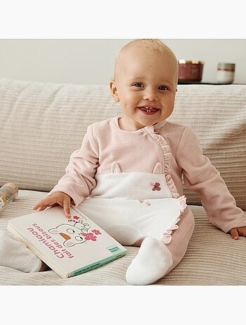 Pyjama bébé en velours ouverture zippée miette