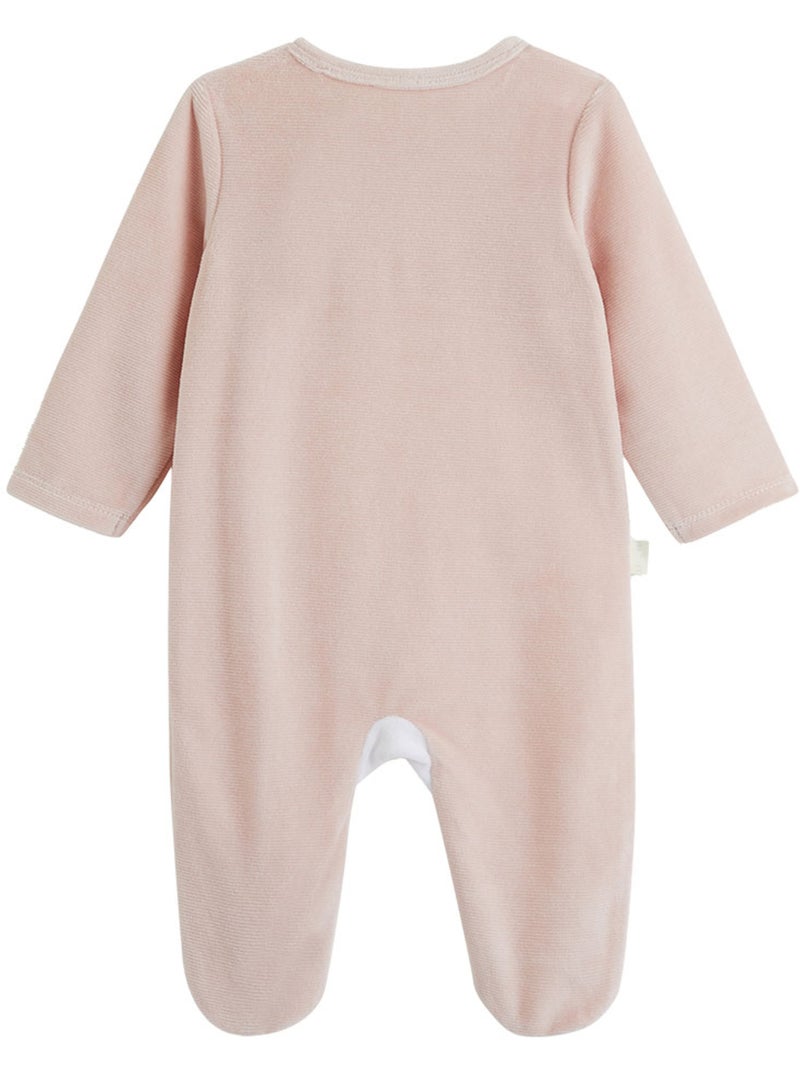 Pyjama bébé en velours ouverture zippée miette Rose - Kiabi