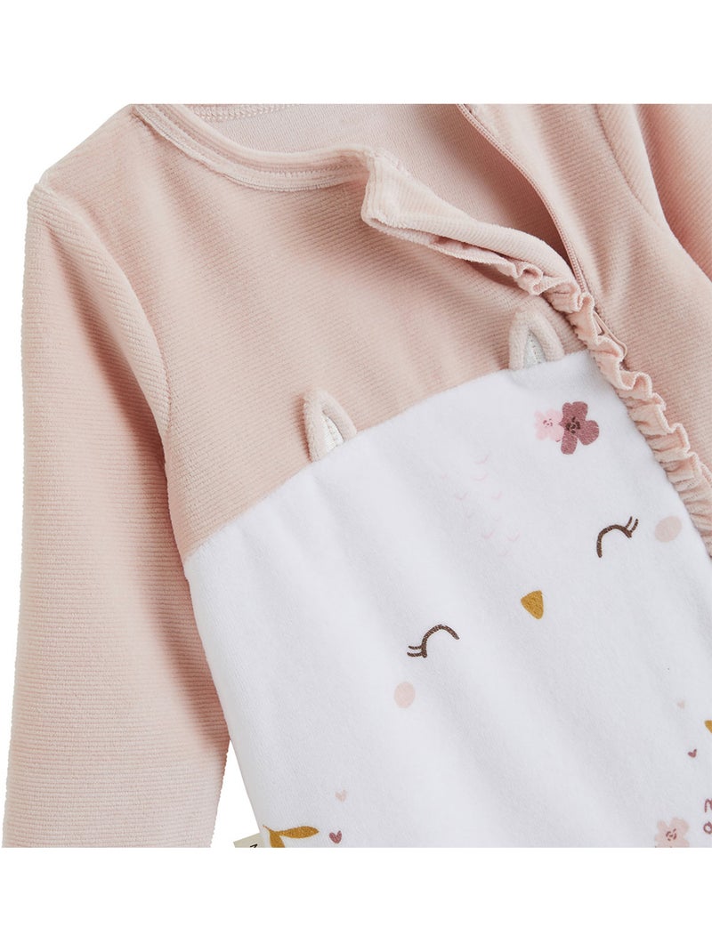Pyjama bébé en velours ouverture zippée miette Rose - Kiabi
