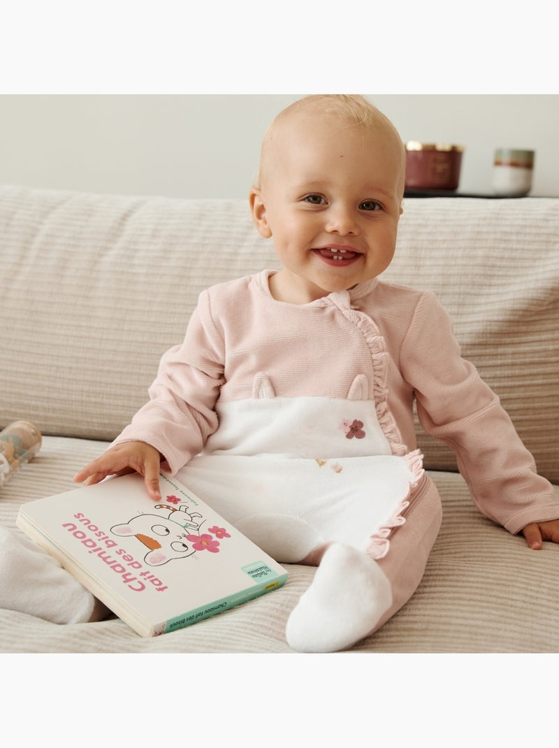 Pyjama bébé en velours ouverture zippée miette Rose - Kiabi