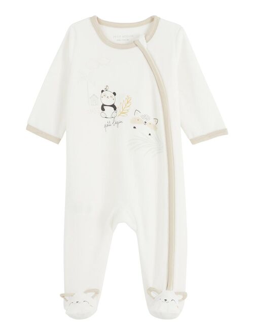 Pyjama bébé en velours ouverture zippée Mini Panda - Kiabi
