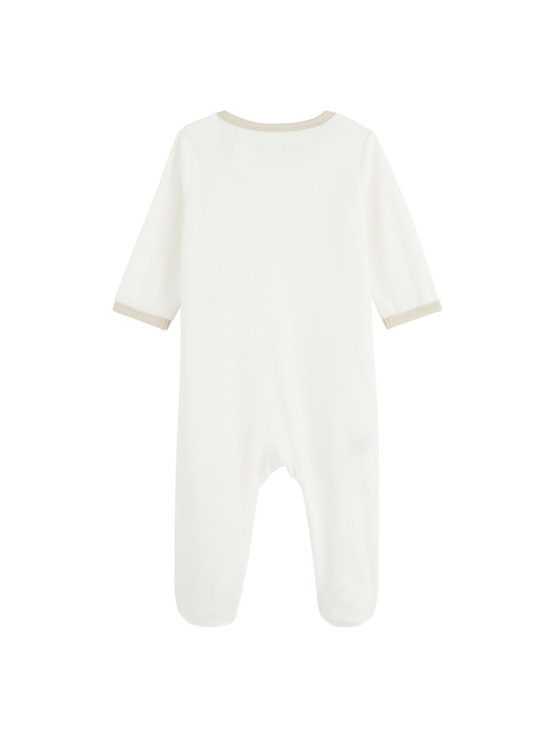 Pyjama bébé en velours ouverture zippée Mini Panda Ecru - Kiabi