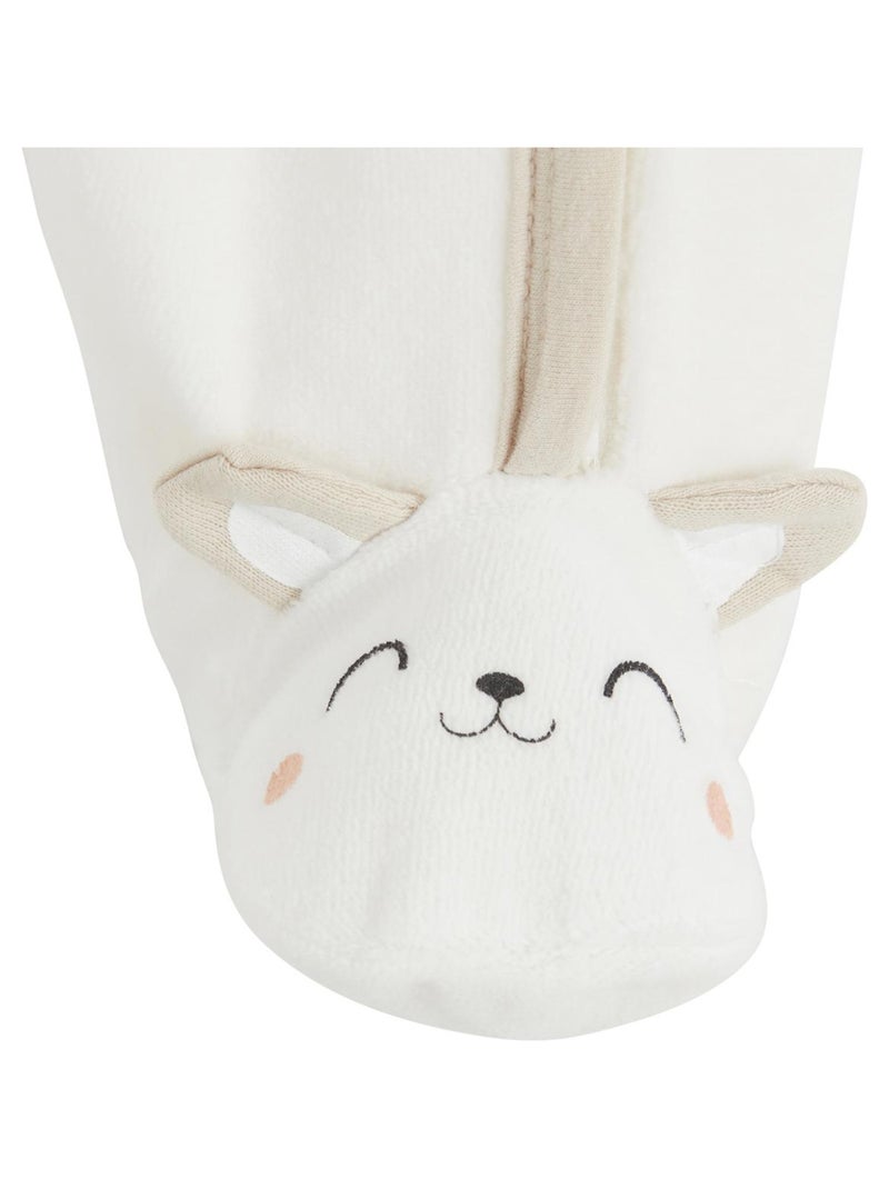 Pyjama bébé en velours ouverture zippée Mini Panda Ecru - Kiabi