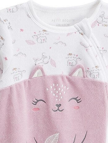 Pyjama bébé en velours ouverture zippée Miss Chatchatchat