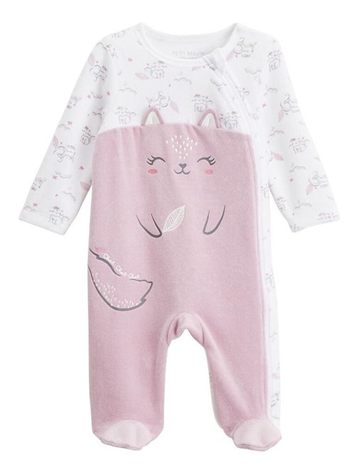 Pyjama bébé en velours ouverture zippée Miss Chatchatchat - Kiabi