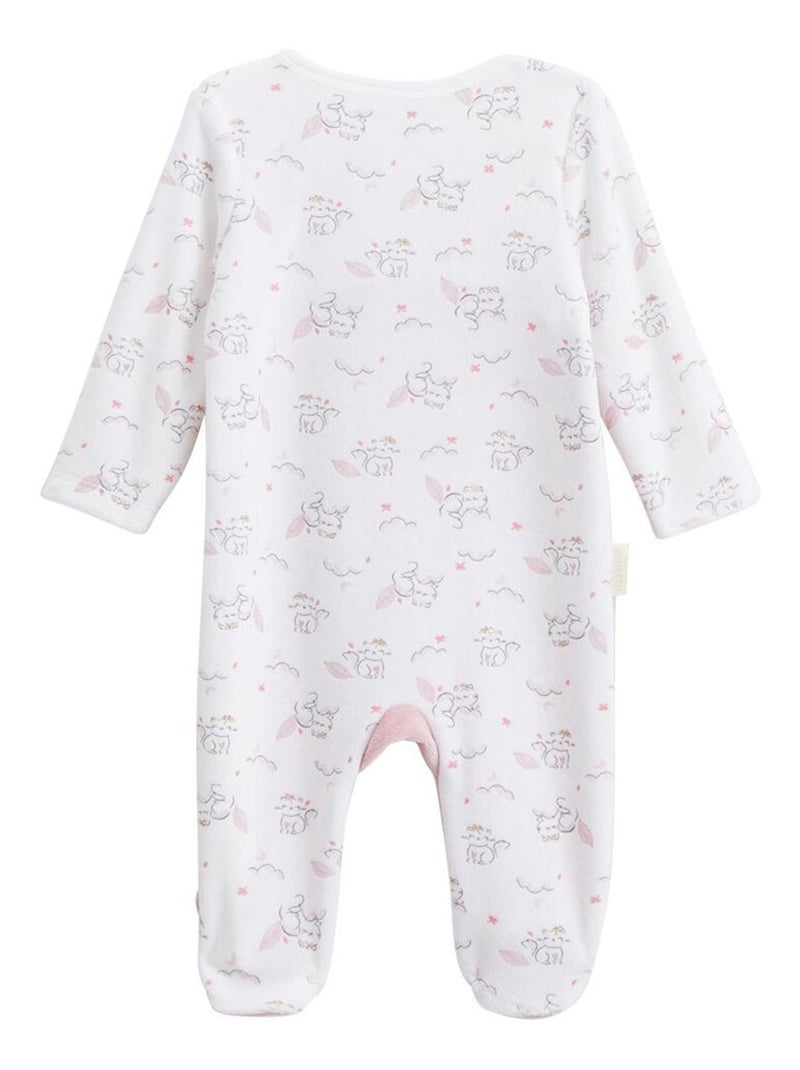 Pyjama bébé en velours ouverture zippée Miss Chatchatchat Rose - Kiabi