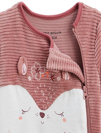 Pyjama bébé en velours ouverture zippée Oona