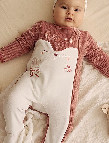 Pyjama bébé en velours ouverture zippée Oona