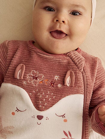 Pyjama bébé en velours ouverture zippée Oona