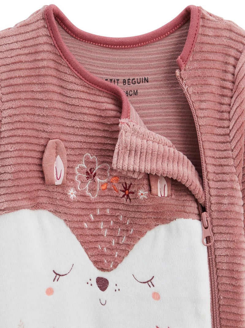 Pyjama bébé en velours ouverture zippée Oona Rose - Kiabi