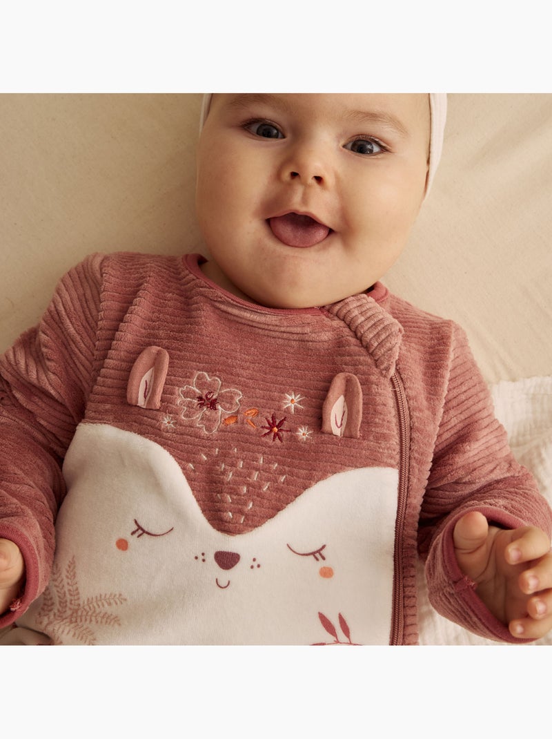 Pyjama bébé en velours ouverture zippée Oona Rose - Kiabi