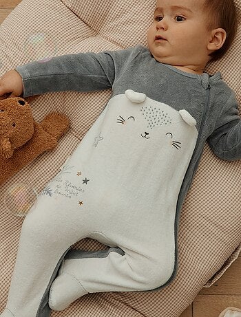 Pyjama bébé en velours ouverture zippée Rêverie