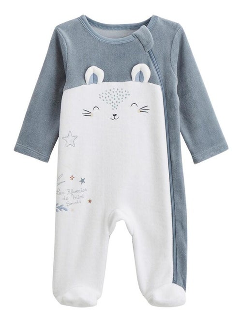 Pyjama bébé en velours ouverture zippée Rêverie - Kiabi