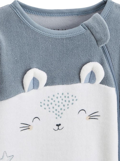 Pyjama bébé en velours ouverture zippée Rêverie - Kiabi