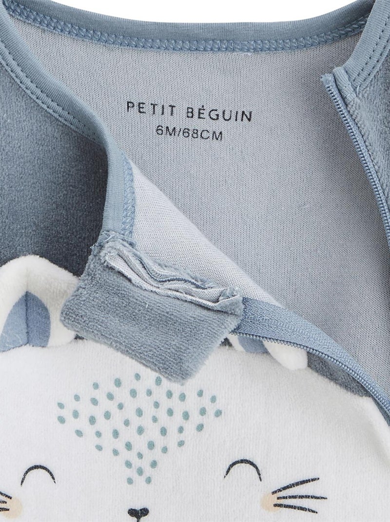 Pyjama bébé en velours ouverture zippée Rêverie Bleu - Kiabi