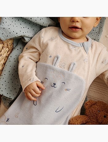 Pyjama bébé en velours ouverture zippée voix lactée