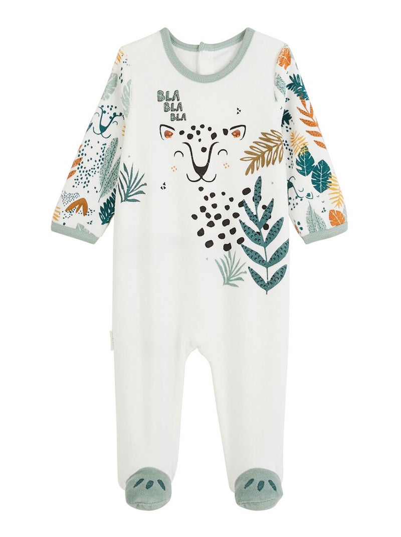 Pyjama bébé en velours Petit Bavard Ecru - Kiabi