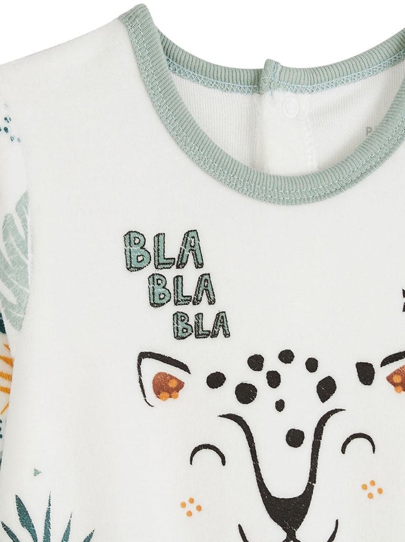 Pyjama bébé en velours Petit Bavard Ecru - Kiabi