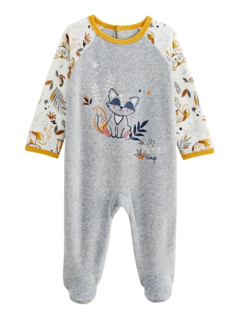 Pyjama bébé en velours Petit Loup Gris Gris - Kiabi