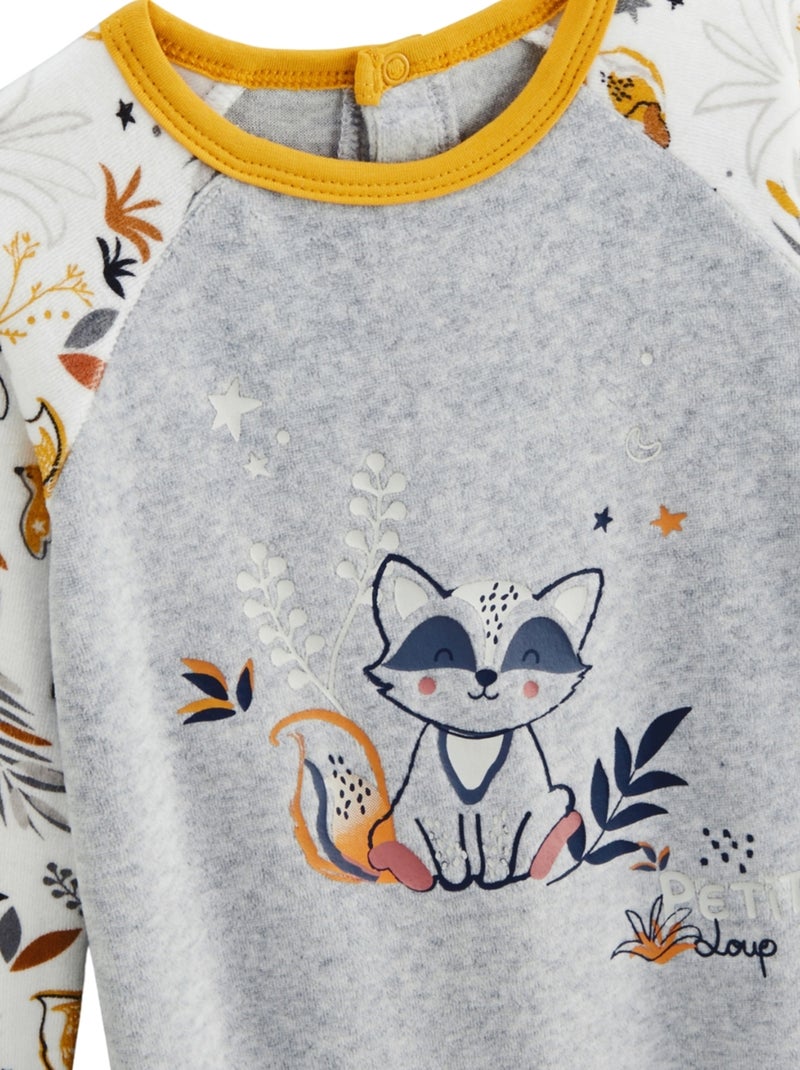 Pyjama bébé en velours Petit Loup Gris Gris - Kiabi