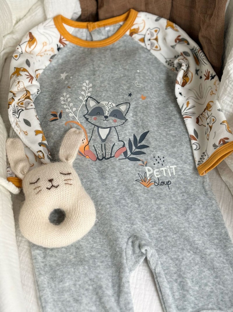 Pyjama bébé en velours Petit Loup Gris Gris - Kiabi