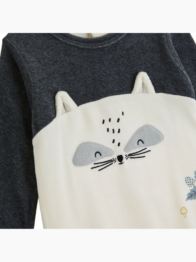 Pyjama bébé en velours québec Gris Gris - Kiabi