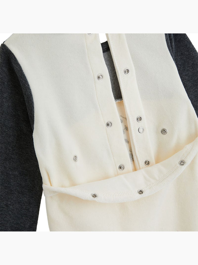 Pyjama bébé en velours québec Gris Gris - Kiabi