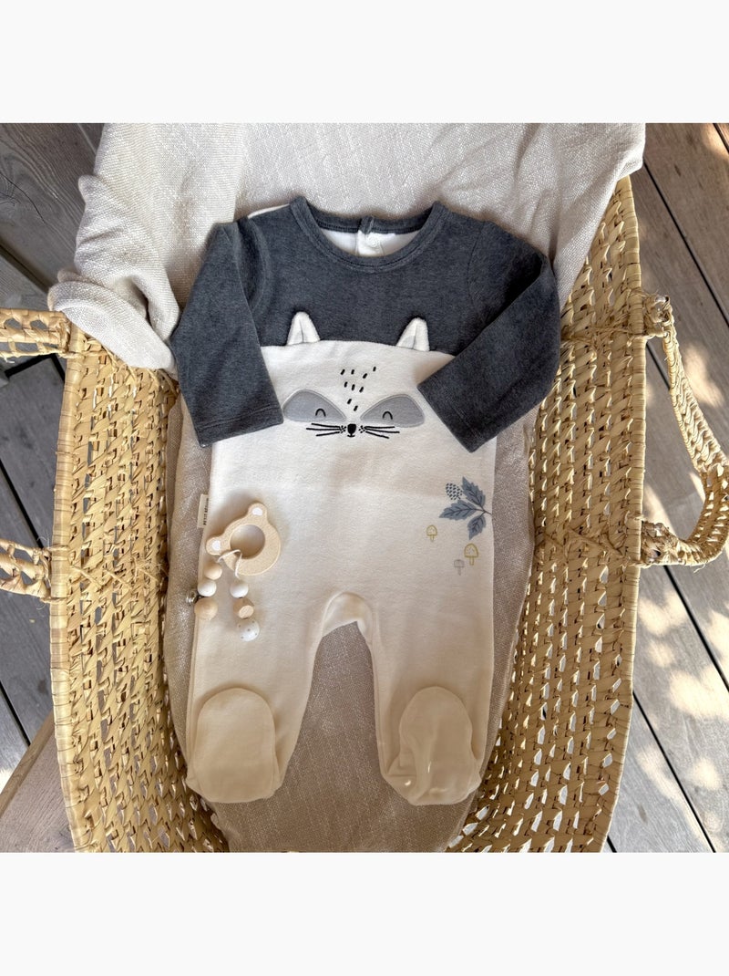 Pyjama bébé en velours québec Gris Gris - Kiabi