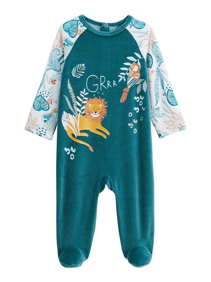 Pyjama bébé en velours Roméo Bleu - Kiabi