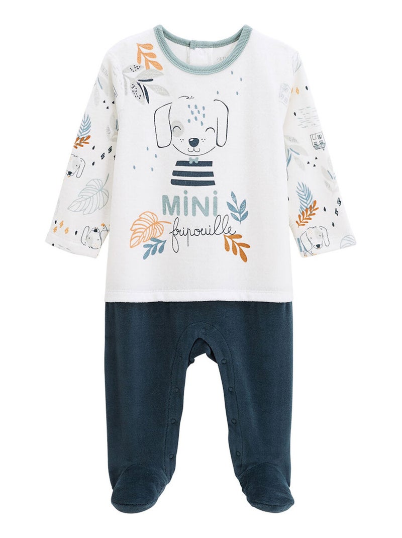 Pyjama bébé en velours Scotty Bleu - Kiabi