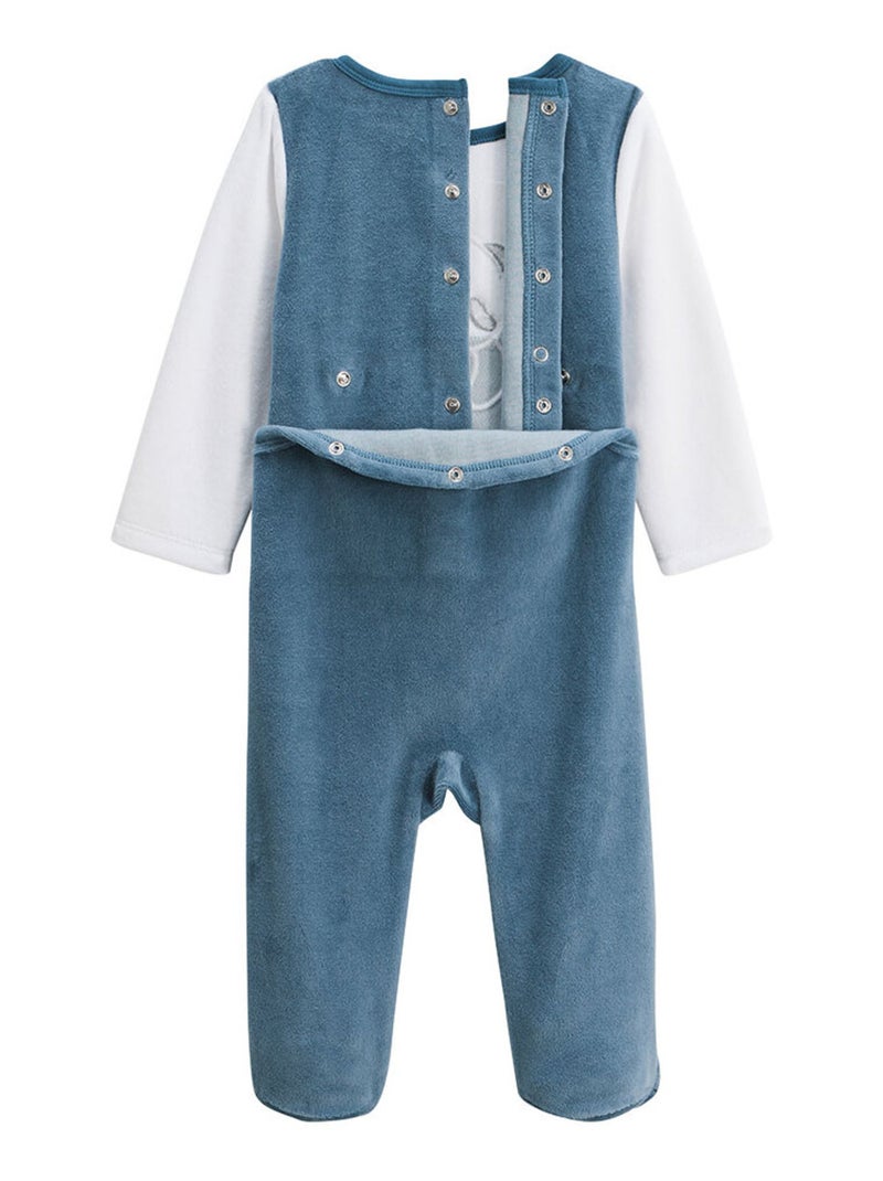 Pyjama bébé en velours Tao Bleu - Kiabi
