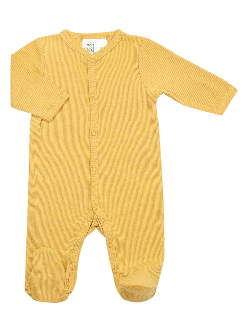 Pyjama bébé maille côtelée en coton Moutarde - Kiabi