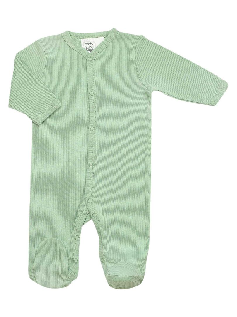 Pyjama bebe maille cotelee en coton Vert clair Kiabi 11.19